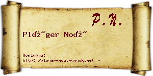 Pláger Noé névjegykártya